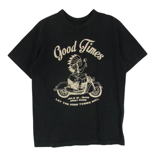 WESTRIDE ウエストライド PT.TEE.20-10 good Times ロゴ 半袖 ショートスリーブ 丸首 クルーネック Tシャツ ブラック系 38【中古】
