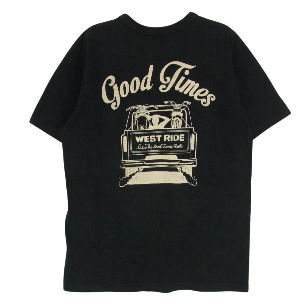 WESTRIDE ウエストライド PT.TEE.20-10 good Times ロゴ 半袖 ショートスリーブ 丸首 クルーネック Tシャツ ブラック系 38【中古】