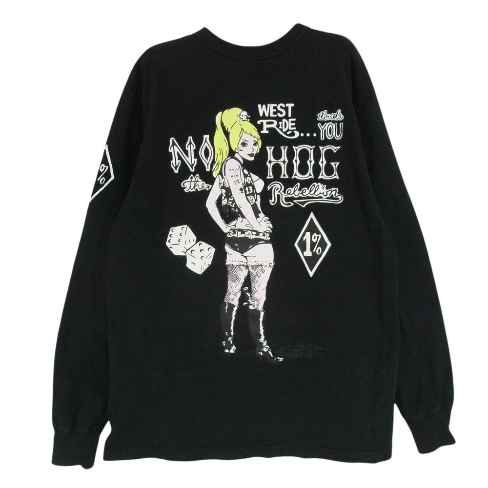 WESTRIDE ウエストライド ガール バック プリント 長袖 ロングスリーブ Tシャツ ブラック系 40【中古】