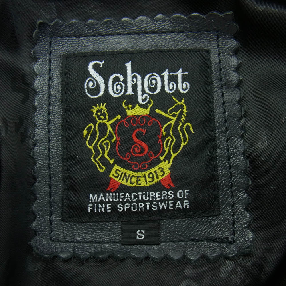 schott ショット 3101054 SINGLE BREST RIDERS シングル ブレスト ライダース ジャケット ブラック系 S【中古】