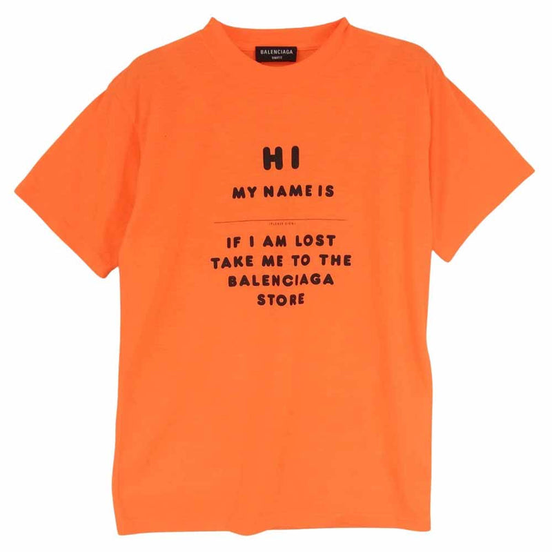 BALENCIAGA バレンシアガ 20AW 661705 TKVH5 Logo T-Shirt ロゴ メッセージプリント Tシャツ オレンジ系 XS【中古】