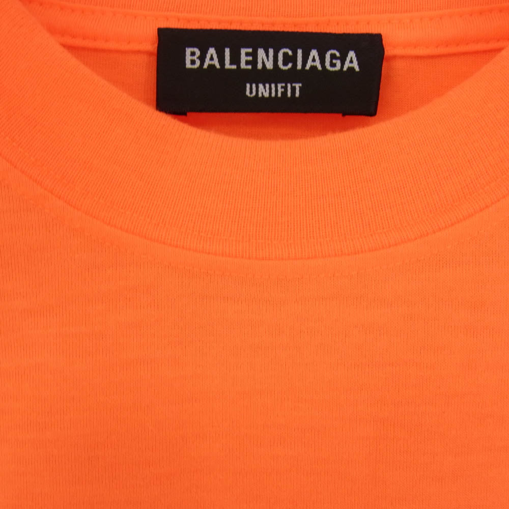 BALENCIAGA バレンシアガ 20AW 661705 TKVH5 Logo T-Shirt ロゴ メッセージプリント Tシャツ オレンジ系 XS【中古】