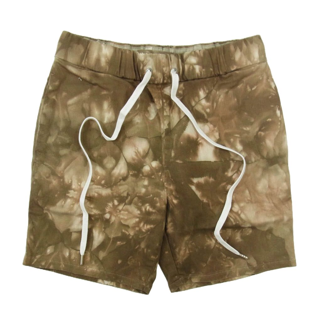 1piu1uguale3 ウノピュウノウグァーレトレ MRP562 CTR017 EASY SHORTS ウエスト コード付き タイダイ染め 迷彩 柄 ハーフ パンツ ブラウン系 3【中古】