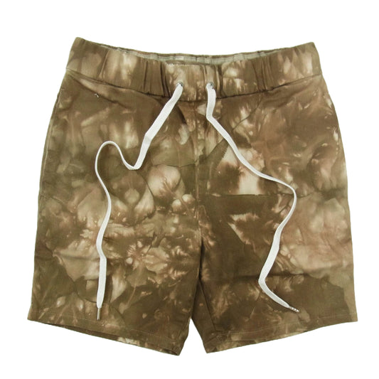 1piu1uguale3 ウノピュウノウグァーレトレ MRP562 CTR017 EASY SHORTS ウエスト コード付き タイダイ染め 迷彩 柄 ハーフ パンツ ブラウン系 3【中古】