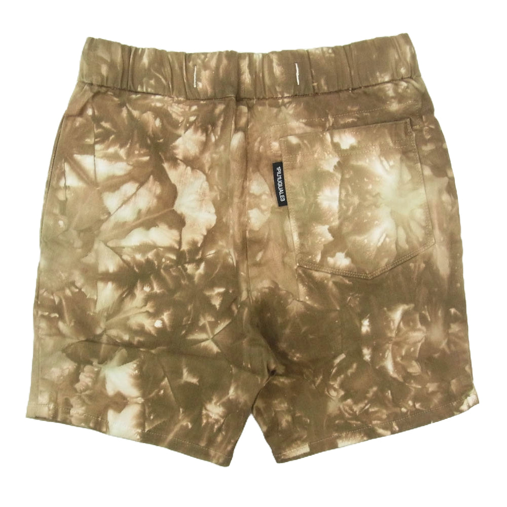 1piu1uguale3 ウノピュウノウグァーレトレ MRP562 CTR017 EASY SHORTS ウエスト コード付き タイダイ染め 迷彩 柄 ハーフ パンツ ブラウン系 3【中古】