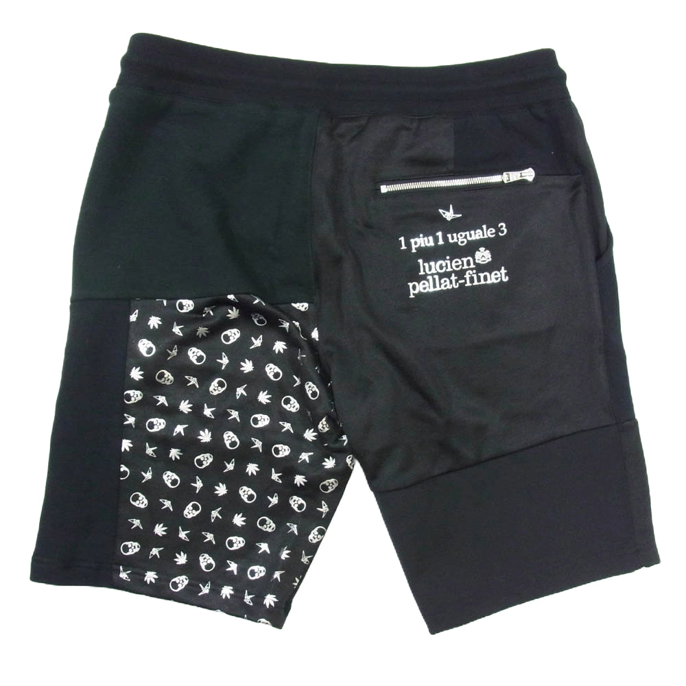 1piu1uguale3 ウノピュウノウグァーレトレ MRP425 COT300 pellat finet PATCHWORK SHORTS パッチワーク スカル ショート パンツ ブラック系 6【中古】
