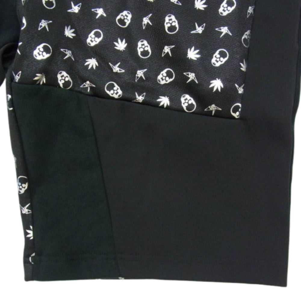 1piu1uguale3 ウノピュウノウグァーレトレ MRP425 COT300 pellat finet PATCHWORK SHORTS パッチワーク スカル ショート パンツ ブラック系 6【中古】