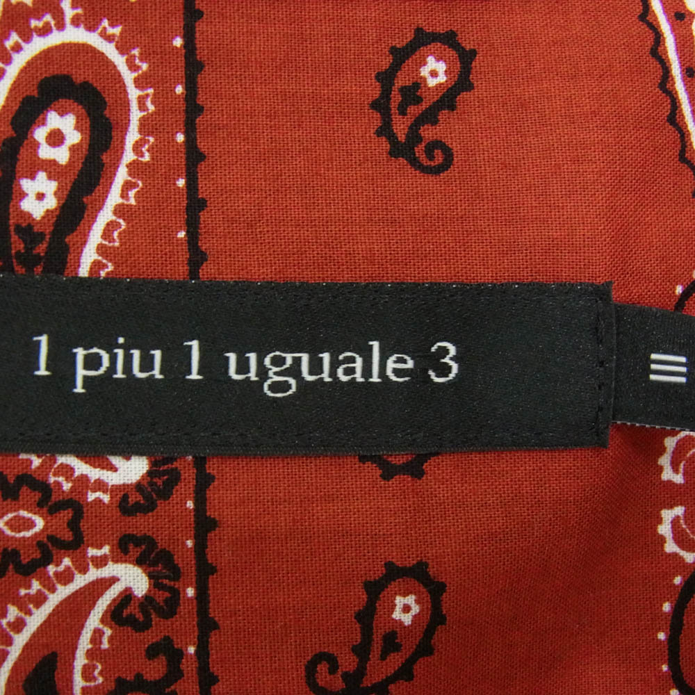 1piu1uguale3 ウノピュウノウグァーレトレ MRS152 COT349 HOLIDAY SHIRT ペイズリー バンダナ オープンカラー 開襟 シャツ レッド系 3【中古】