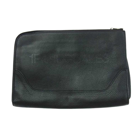1piu1uguale3 ウノピュウノウグァーレトレ × PELLE MORBIDA ペッレ モルビダ MINI CLUTCH ロゴデザイン レザー クラッチバッグ ブラック系【中古】