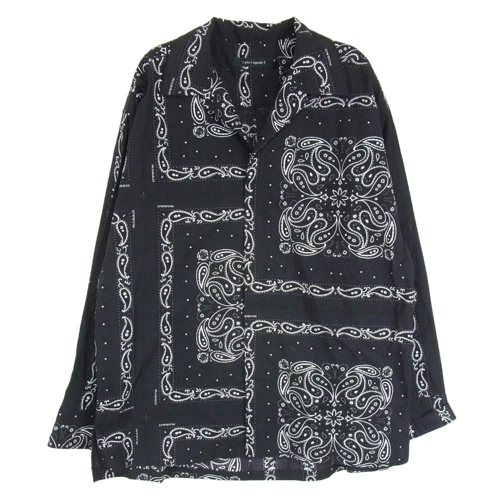 1piu1uguale3 ウノピュウノウグァーレトレ MRS152 COT349 HOLIDAY SHIRT ペイズリー バンダナ オープンカラー 開襟 シャツ ブラック系 3【中古】