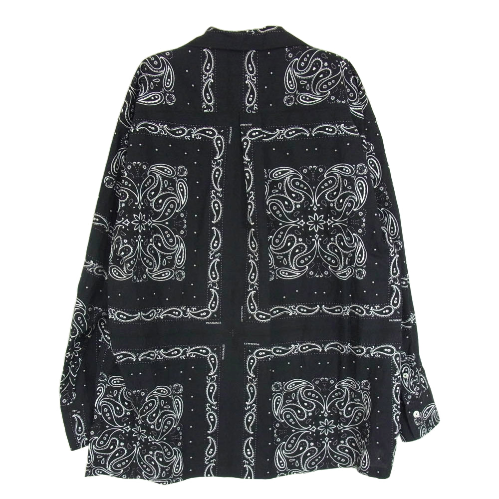 1piu1uguale3 ウノピュウノウグァーレトレ MRS152 COT349 HOLIDAY SHIRT ペイズリー バンダナ オープンカラー 開襟 シャツ ブラック系 3【中古】