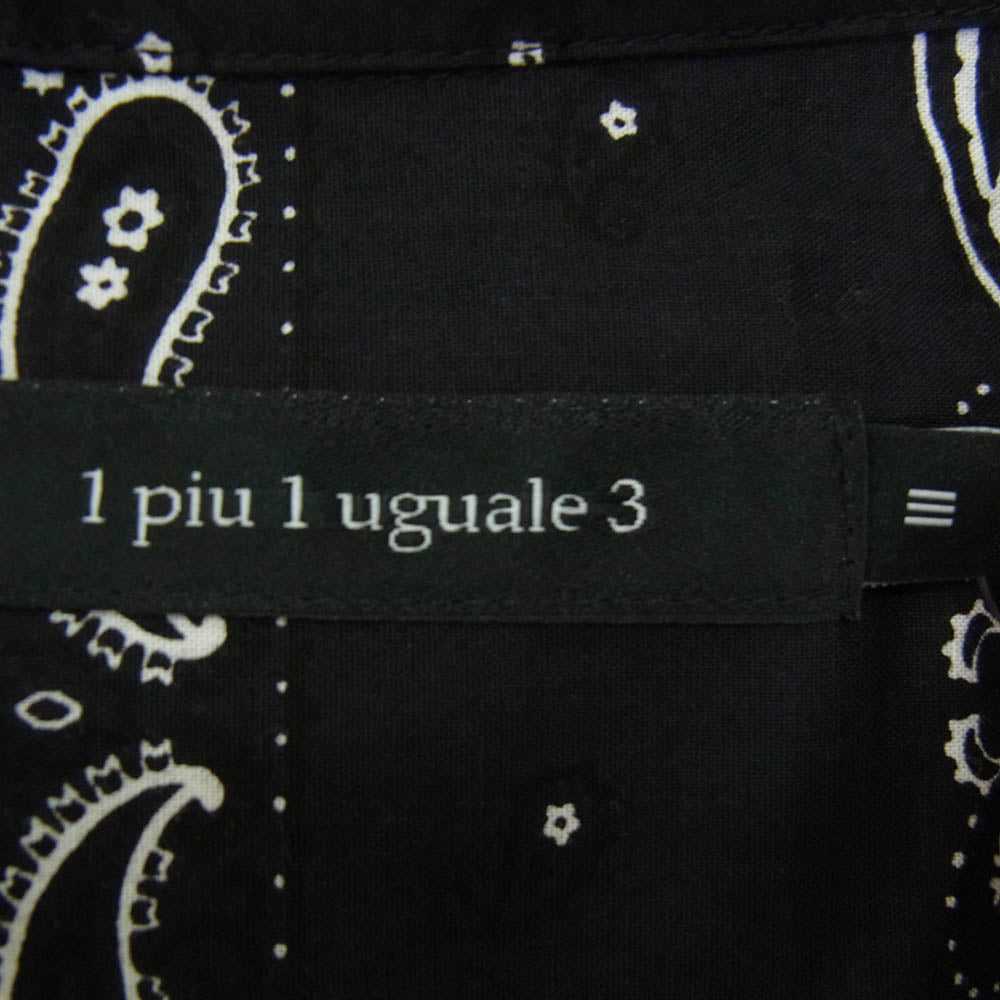 1piu1uguale3 ウノピュウノウグァーレトレ MRS152 COT349 HOLIDAY SHIRT ペイズリー バンダナ オープンカラー 開襟 シャツ ブラック系 3【中古】