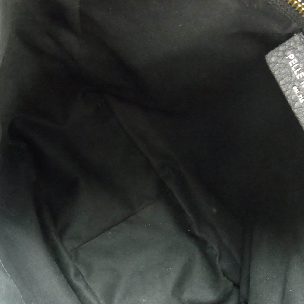 1piu1uguale3 ウノピュウノウグァーレトレ × PELLE MORBIDA ペッレ モルビダ ONE HAND BAG レザー ワンハンド バッグ ブラック系【中古】