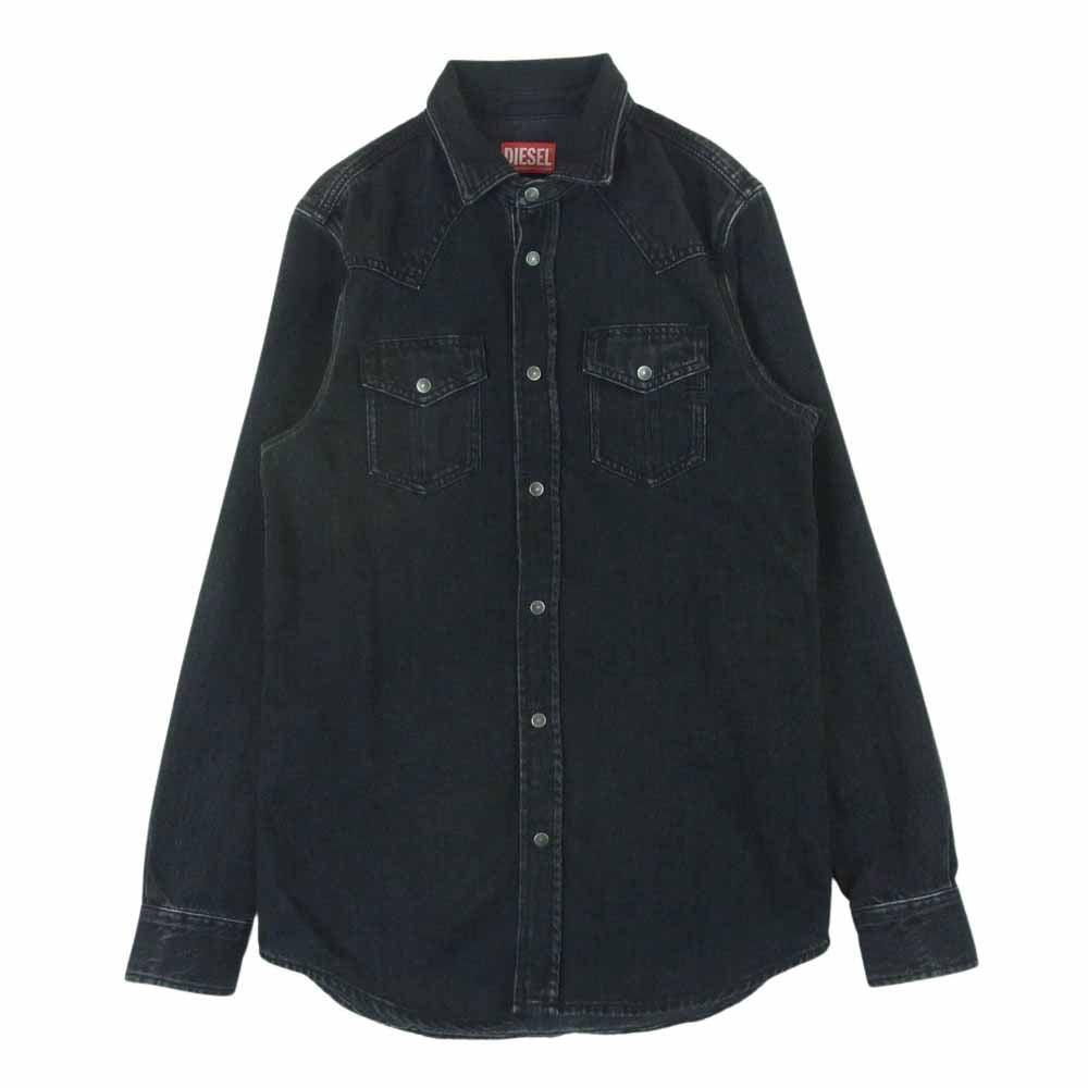 DIESEL ディーゼル D-VEGA ウェスタン 長袖 ブラック デニム シャツ チュニジア製 ブラック系 02 S【中古】