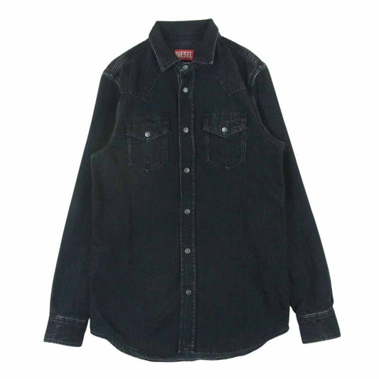 DIESEL ディーゼル D-VEGA ウェスタン 長袖 ブラック デニム シャツ チュニジア製 ブラック系 02 S【中古】