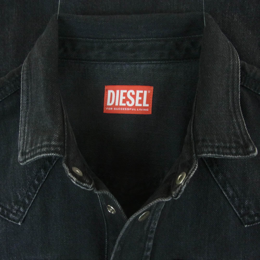 DIESEL ディーゼル D-VEGA ウェスタン 長袖 ブラック デニム シャツ チュニジア製 ブラック系 02 S【中古】
