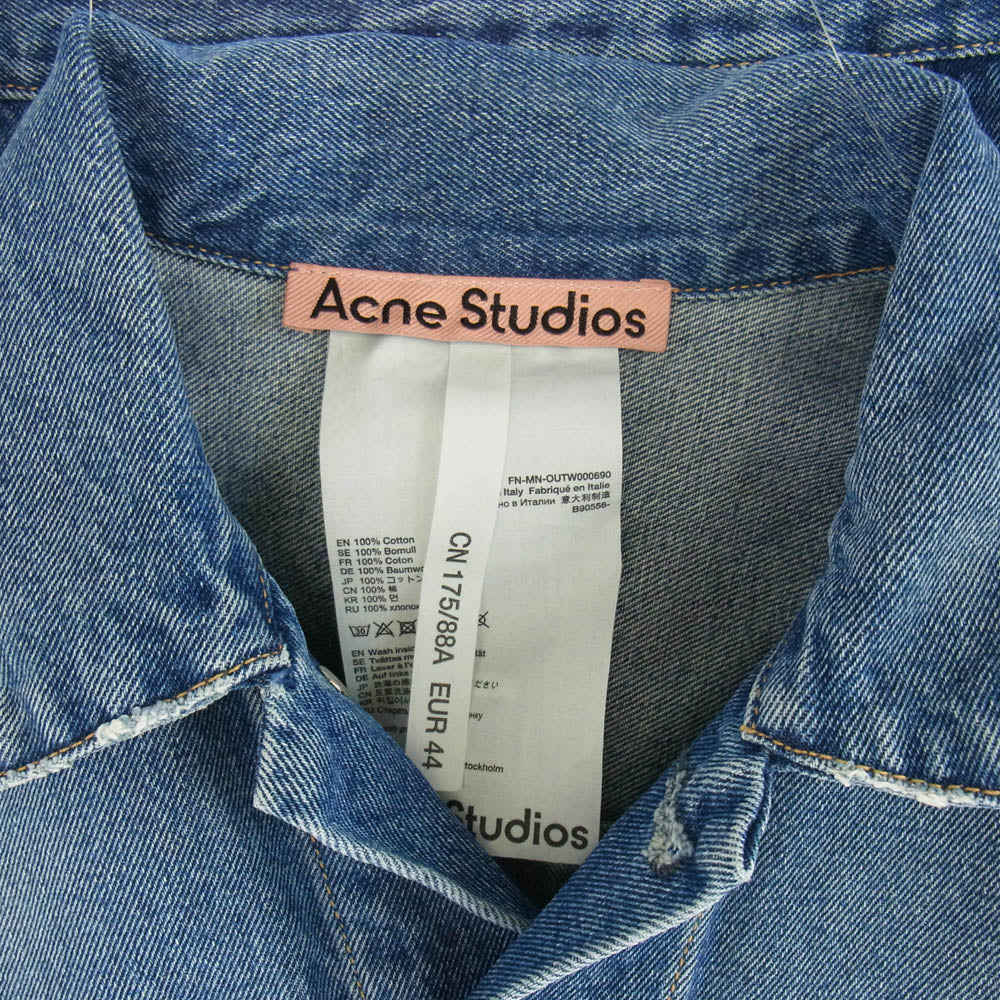 ACNE STUDIOS アクネストゥディオズ B90556 ヴィンテージ加工 リラックス デニム ジャケット インディゴブルー系 44【中古】