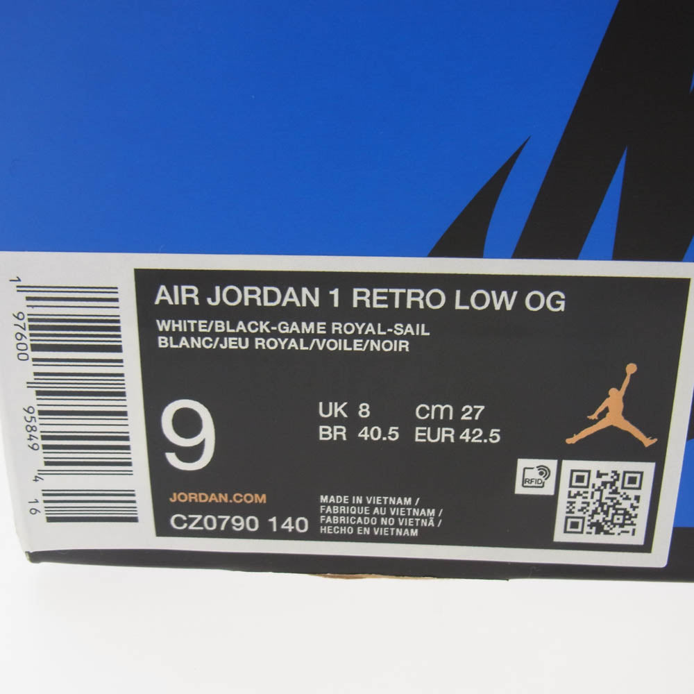NIKE ナイキ CZ0790-140 AIR JORDAN 1 RETRO LOW OG WHITE BLACK GAME ROYAL SAIL エア ジョーダン1 レトロ ローカット スニーカー ブルー系 27cm【極上美品】【中古】