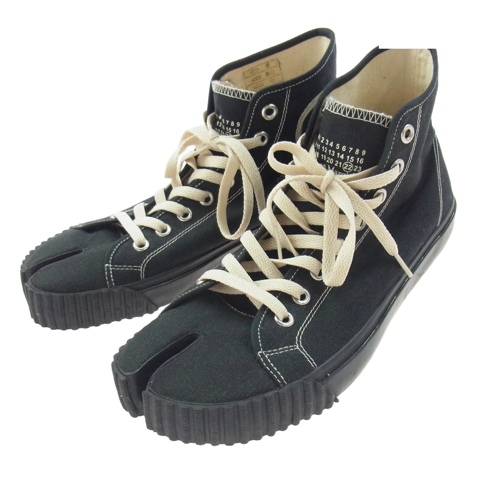 MAISON MARGIELA メゾンマルジェラ 21AW S37WS0577 22ライン Tabi 足袋 タビ キャンバス ハイカット スニーカー ブラック系 42【美品】【中古】