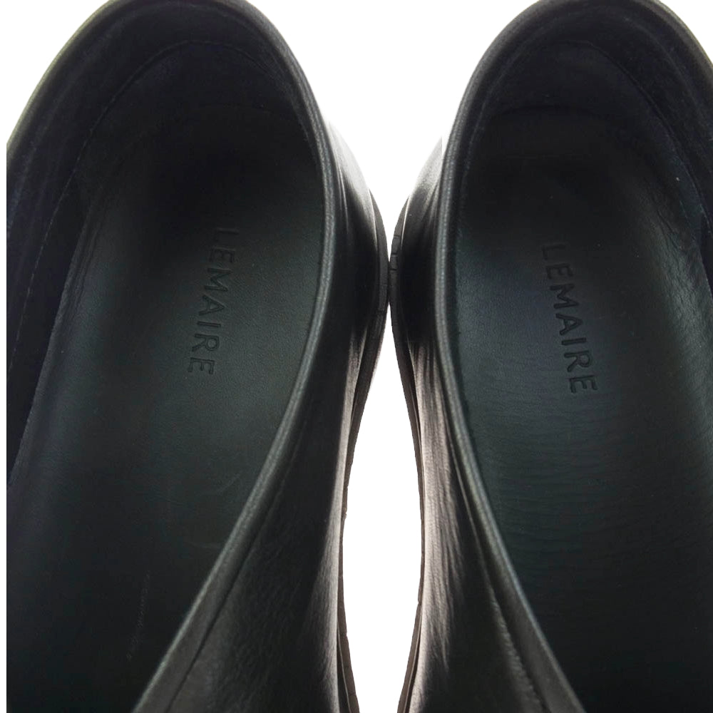 LEMAIRE ルメール ラバーソール レザー スリッポン シューズ ブラック系 37【美品】【中古】