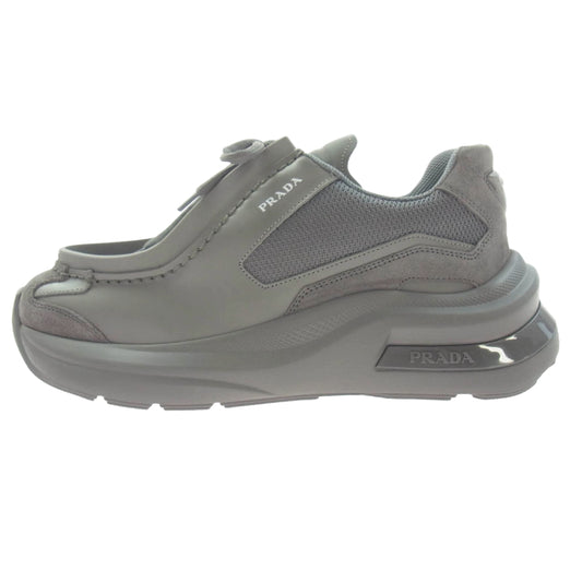 PRADA プラダ 23AW 2EG424 SYSTEM SNEAKER システム スニーカー ローカット レザー メッシュ シューズ グレー系 7.5【新古品】【未使用】【中古】