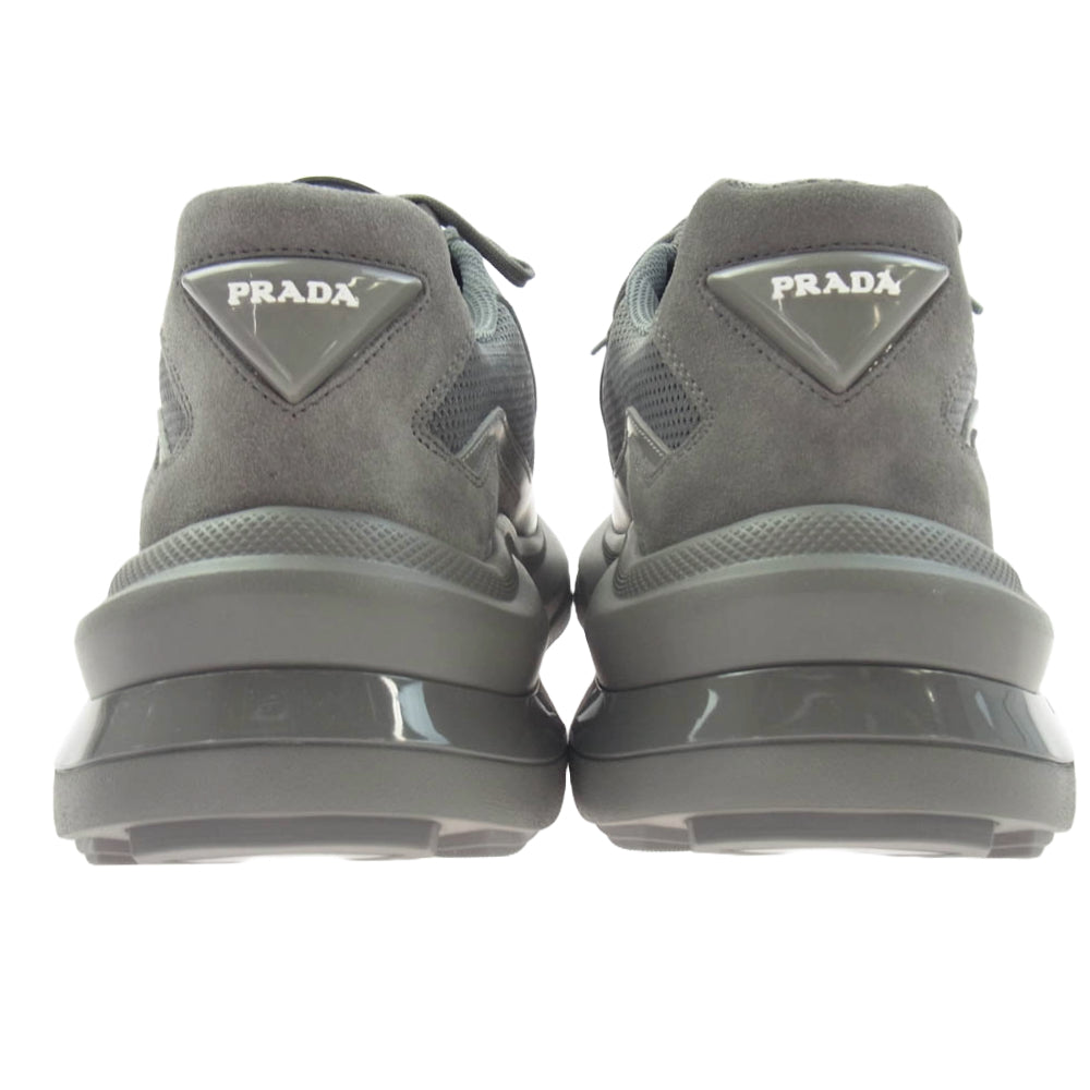 PRADA プラダ 23AW 2EG424 SYSTEM SNEAKER システム スニーカー ローカット レザー メッシュ シューズ グレー系 7.5【新古品】【未使用】【中古】