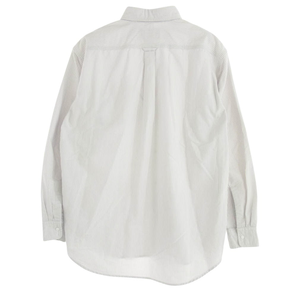 THE NORTH FACE ノースフェイス NT3117N PURPLELABEL パープルレーベル 胸ロゴ 刺? ストライプ 長袖 シャツ ホワイト グレー グレー系 S【中古】