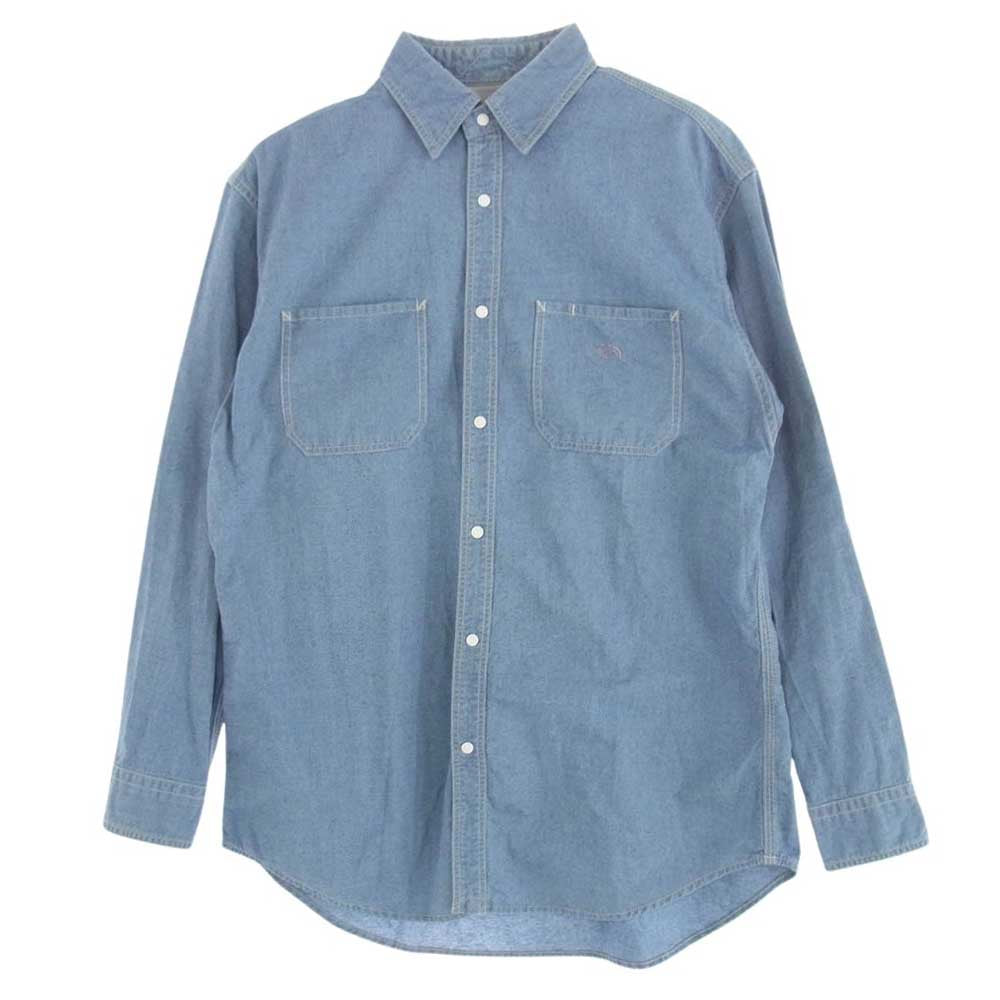 THE NORTH FACE ノースフェイス NT3156N PURPLELABEL パープルレーベル Indigo Dungaree Shirt 胸ロゴ 刺? インディゴ ダンガリー 長袖 シャツ インディゴブルー系 S【中古】
