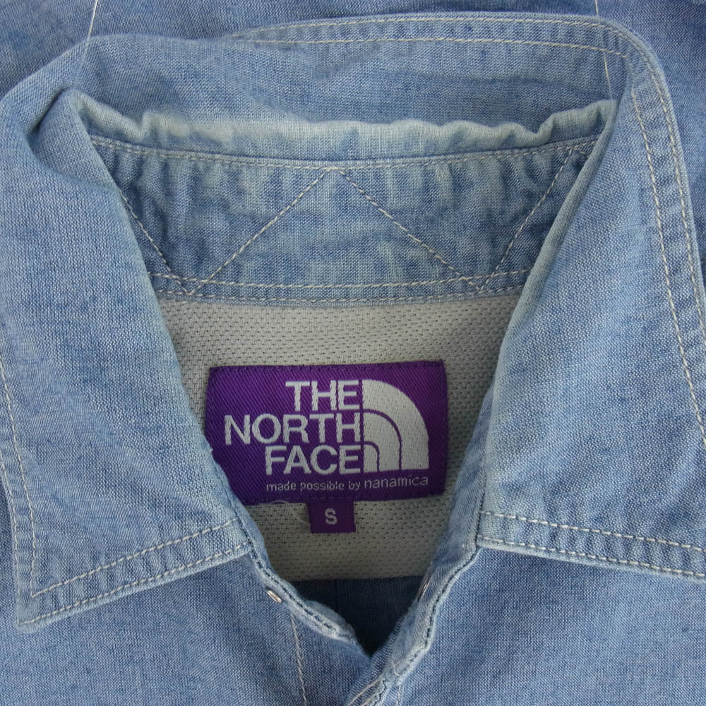 THE NORTH FACE ノースフェイス NT3156N PURPLELABEL パープルレーベル Indigo Dungaree Shirt 胸ロゴ 刺? インディゴ ダンガリー 長袖 シャツ インディゴブルー系 S【中古】