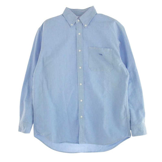 THE NORTH FACE ノースフェイス NT3118N PURPLELABEL パープルレーベル Cotton Polyester OX BD Shirt 胸ロゴ 刺? 長袖 シャツ ブルー ブルー系 S【中古】
