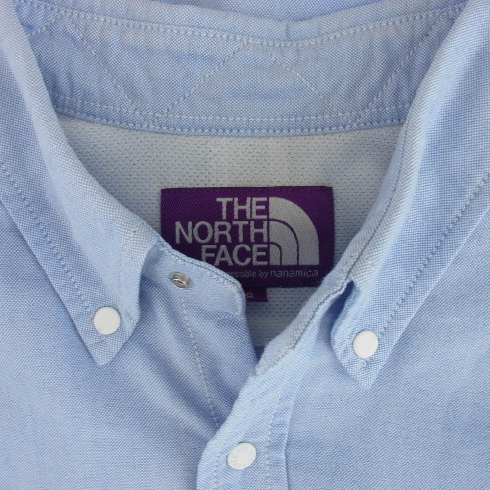 THE NORTH FACE ノースフェイス NT3118N PURPLELABEL パープルレーベル Cotton Polyester OX BD Shirt 胸ロゴ 刺? 長袖 シャツ ブルー ブルー系 S【中古】