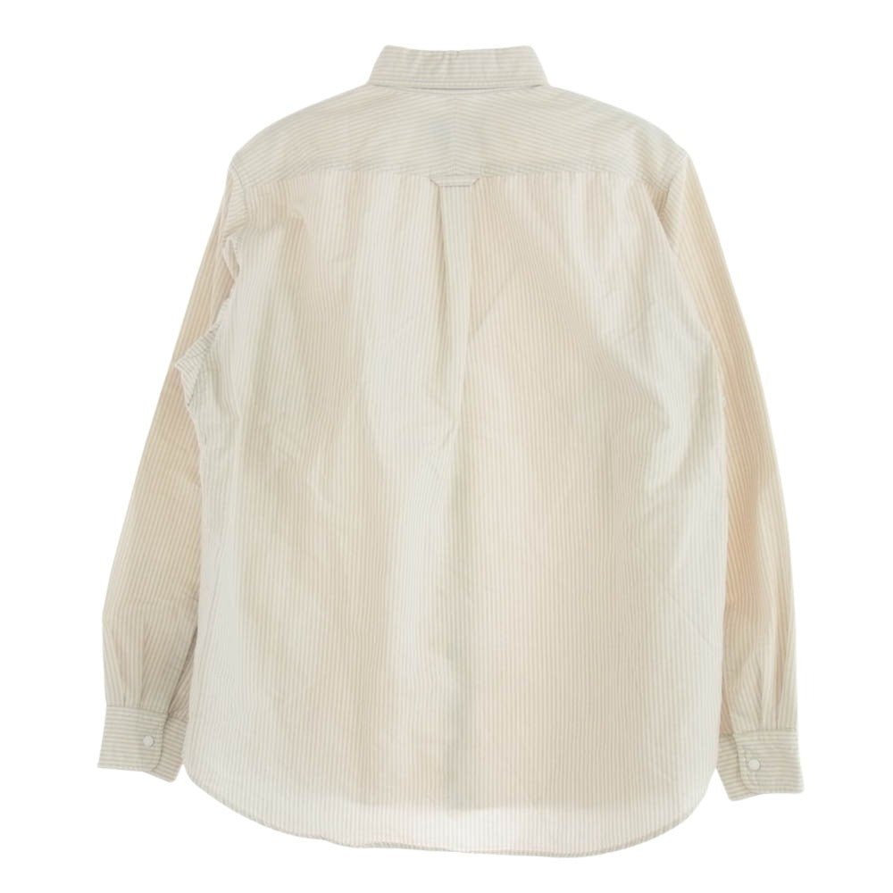 THE NORTH FACE ノースフェイス NT3002N PURPLELABEL パープルレーベル 胸ロゴ 刺? ストライプ 長袖 シャツ ホワイト ライトブラウン ライトブラウン系 S【中古】