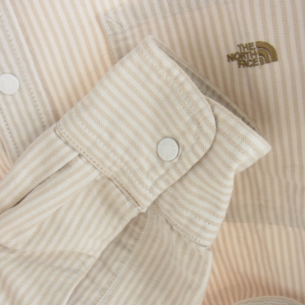 THE NORTH FACE ノースフェイス NT3002N PURPLELABEL パープルレーベル 胸ロゴ 刺? ストライプ 長袖 シャツ ホワイト ライトブラウン ライトブラウン系 S【中古】