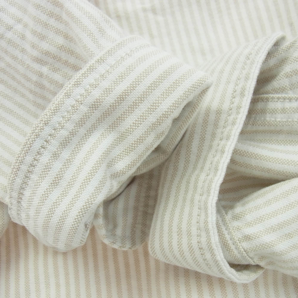 THE NORTH FACE ノースフェイス NT3002N PURPLELABEL パープルレーベル 胸ロゴ 刺? ストライプ 長袖 シャツ ホワイト ライトブラウン ライトブラウン系 S【中古】