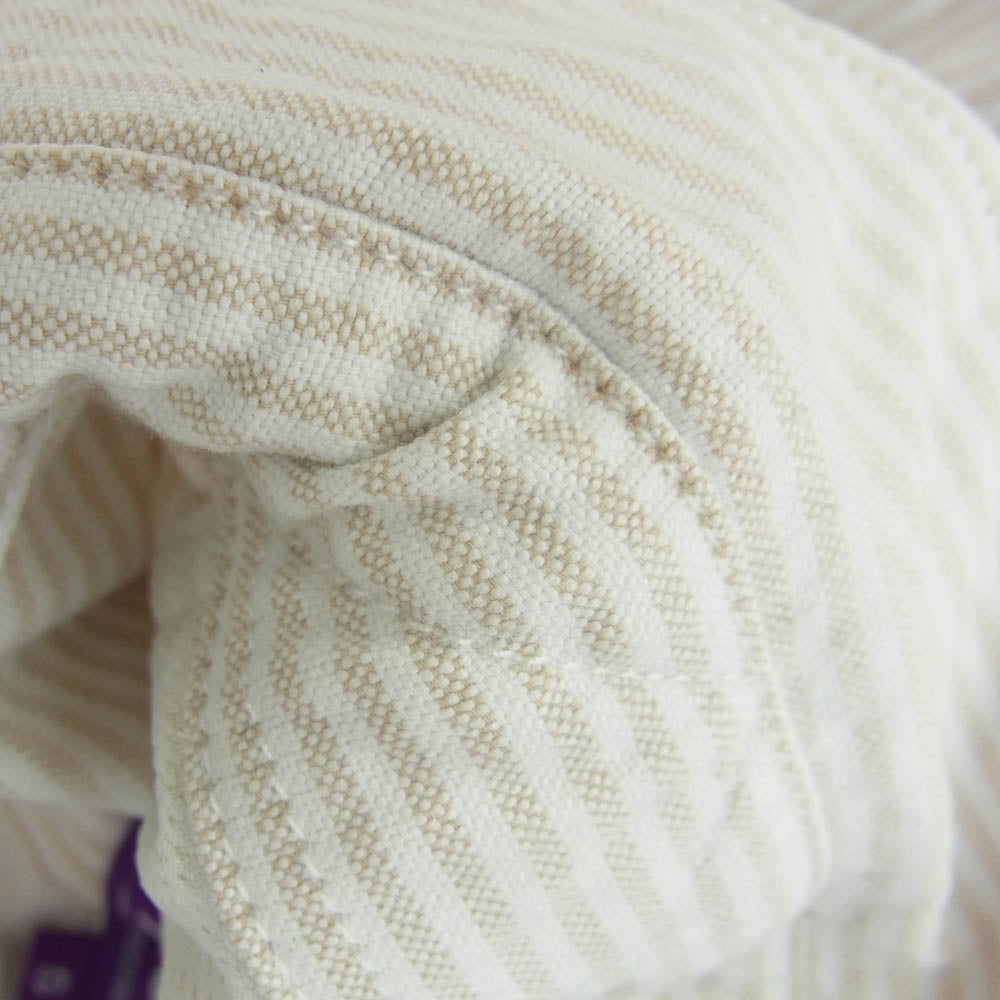 THE NORTH FACE ノースフェイス NT3002N PURPLELABEL パープルレーベル 胸ロゴ 刺? ストライプ 長袖 シャツ ホワイト ライトブラウン ライトブラウン系 S【中古】