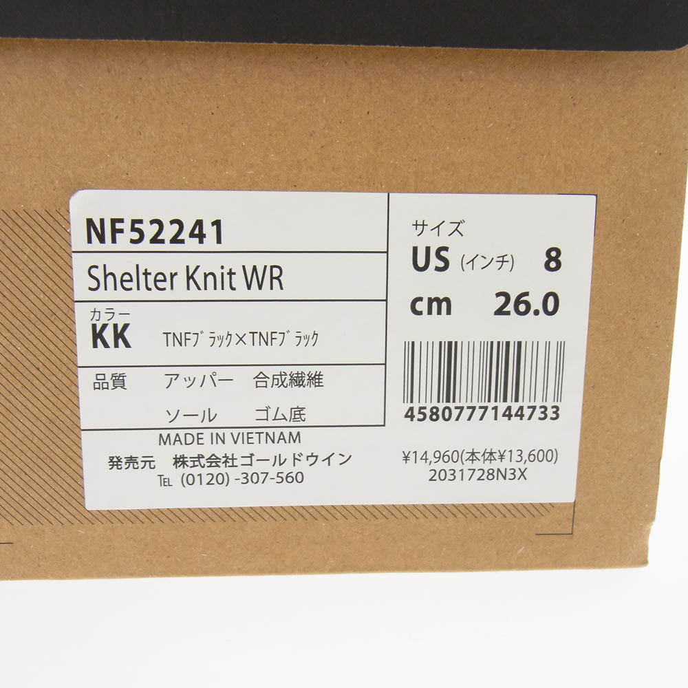 THE NORTH FACE ノースフェイス NF52241 Shelter Knit WR シェルター ニット ウォーターレペレント シューズ ブラック系 26cm【中古】