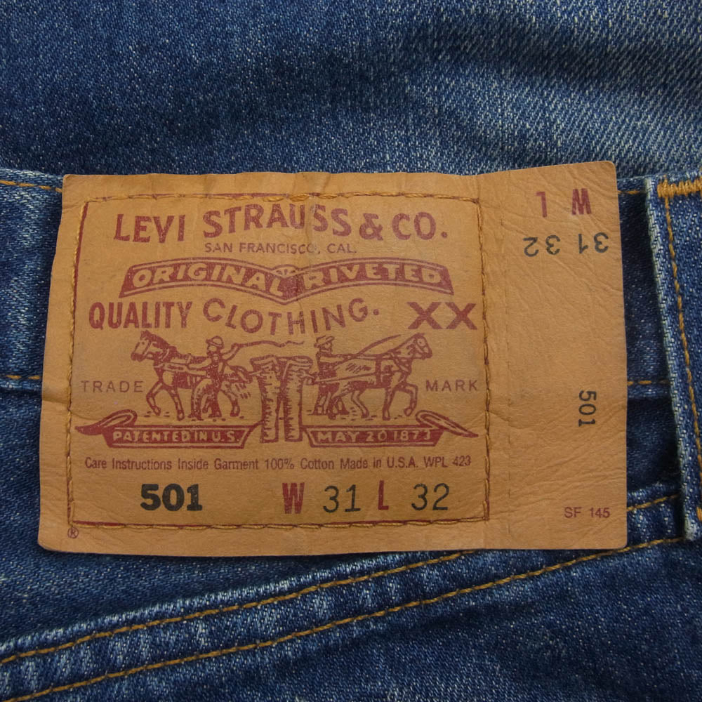 Levi's リーバイス USA製 501 STRAIGHT DENIM ボタン裏553刻印 ボタンフライ ストレート デニム パンツ インディゴブルー系 W31L32【中古】