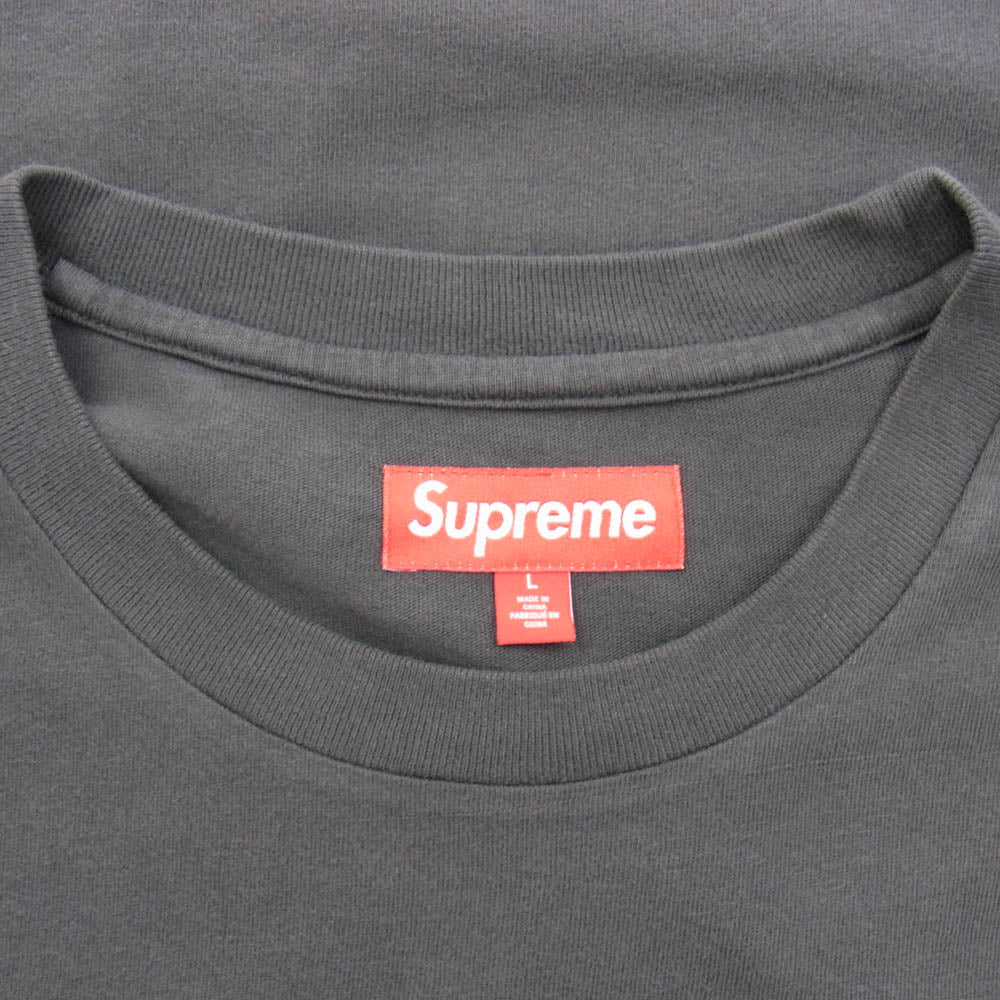 Supreme シュプリーム 25SS Flocked Washed S/S Top ロゴプリント Tシャツ 半袖カットソー グレー系 L【中古】
