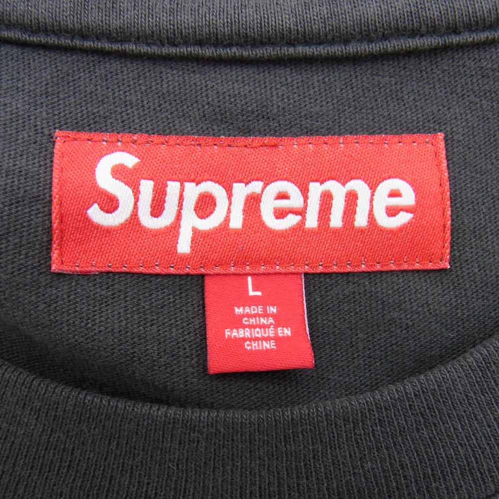 Supreme シュプリーム 25SS Flocked Washed S/S Top ロゴプリント Tシャツ 半袖カットソー グレー系 L【中古】