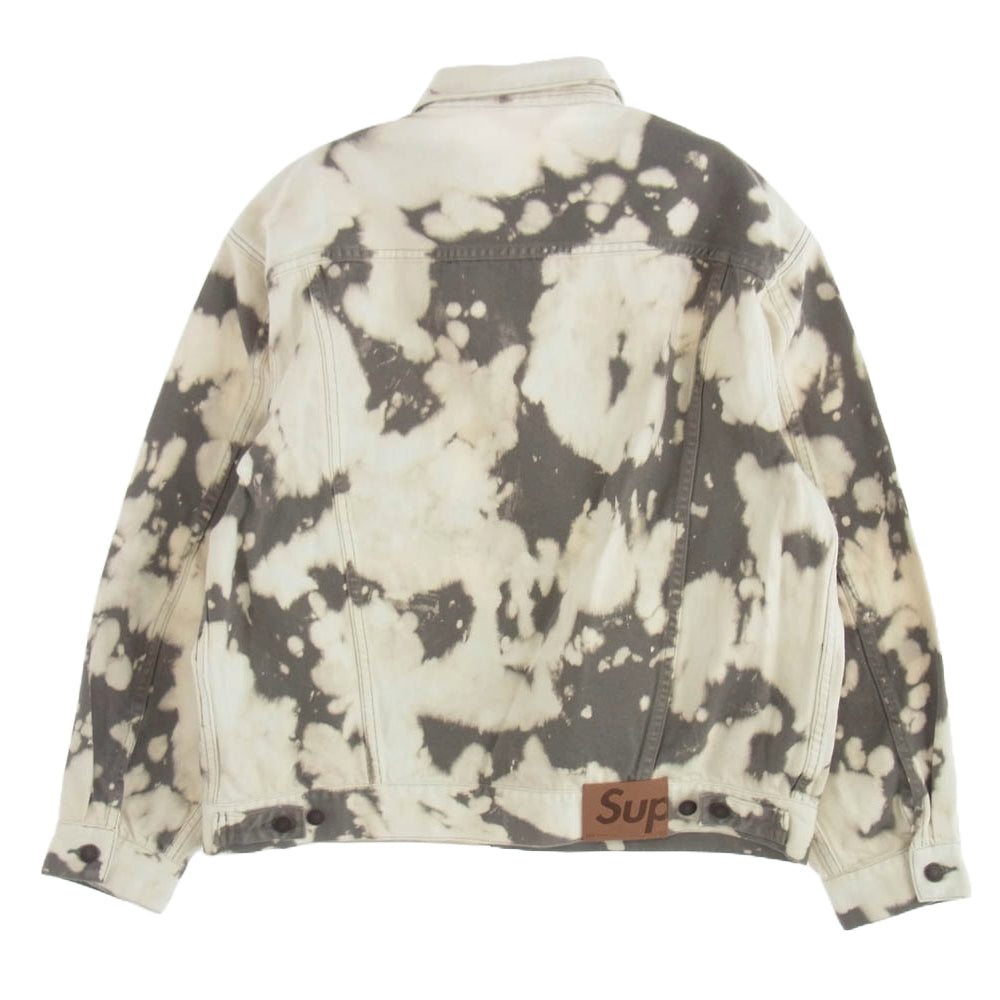 Supreme シュプリーム 25SS Denim Trucker Jacket Bleached ブリーチ加工 デニム トラッカー ジャケット ホワイト系 グレー系 L【美品】【中古】