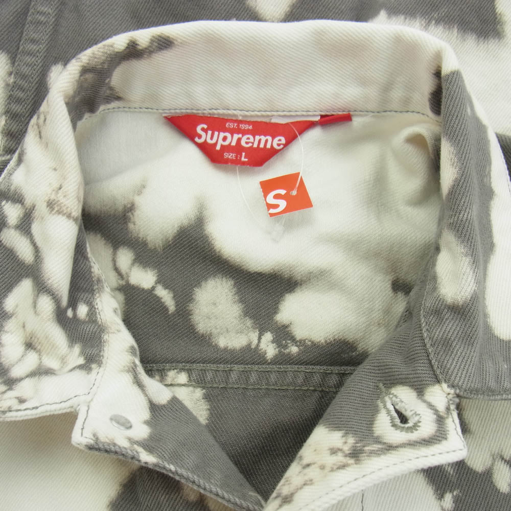 Supreme シュプリーム 25SS Denim Trucker Jacket Bleached ブリーチ加工 デニム トラッカー ジャケット ホワイト系 グレー系 L【美品】【中古】