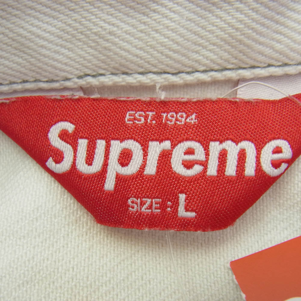 Supreme シュプリーム 25SS Denim Trucker Jacket Bleached ブリーチ加工 デニム トラッカー ジャケット ホワイト系 グレー系 L【美品】【中古】