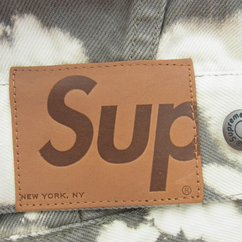 Supreme シュプリーム 25SS Denim Trucker Jacket Bleached ブリーチ加工 デニム トラッカー ジャケット ホワイト系 グレー系 L【美品】【中古】
