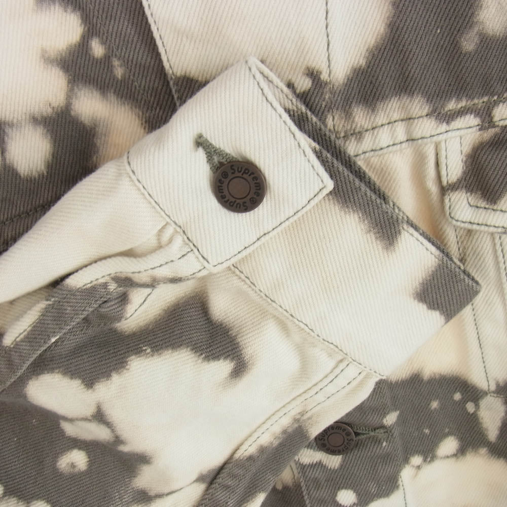 Supreme シュプリーム 25SS Denim Trucker Jacket Bleached ブリーチ加工 デニム トラッカー ジャケット ホワイト系 グレー系 L【美品】【中古】