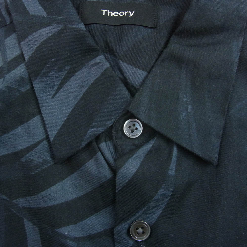 theory セオリー ボタニカル柄 ストレッチコットン 半袖シャツ グレー系 M【中古】