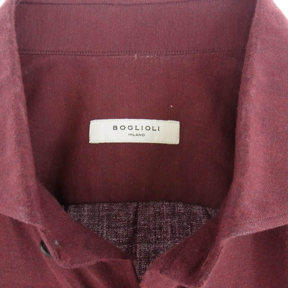 ボリオリ BPC854 0970 イタリア製 ダブルフェイスコットン 長袖シャツ ワインレッド系 41【中古】