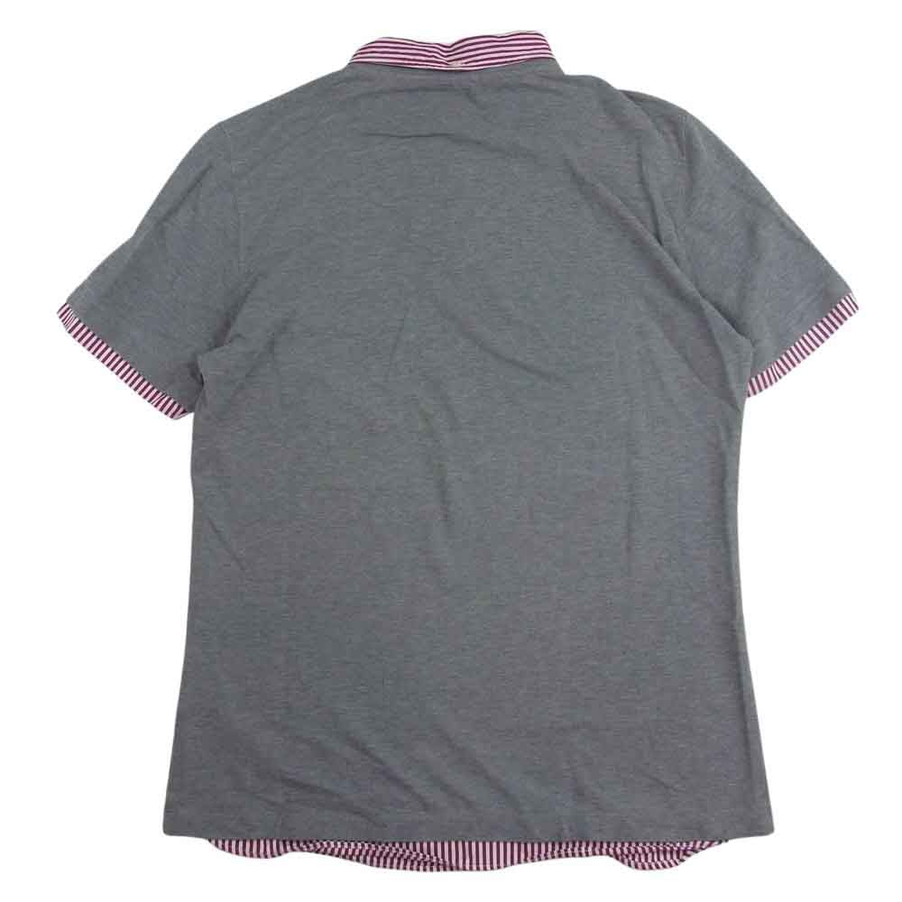 BRUNELLO CUCINELLI レイヤード ストライプ柄 半袖シャツ グレー系 M【中古】