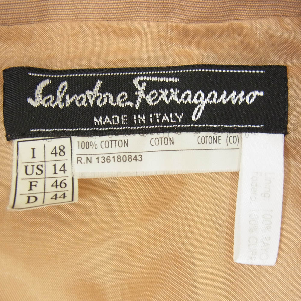 Salvatore Ferragamo サルヴァトーレフェラガモ コットン テーラードジャケット ブラウン系 48【中古】