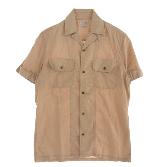 BRUNELLO CUCINELLI イタリア製 スナップボタン オープンカラー 半袖シャツ ベージュ系 M【中古】