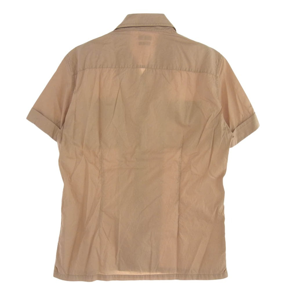 BRUNELLO CUCINELLI イタリア製 スナップボタン オープンカラー 半袖シャツ ベージュ系 M【中古】